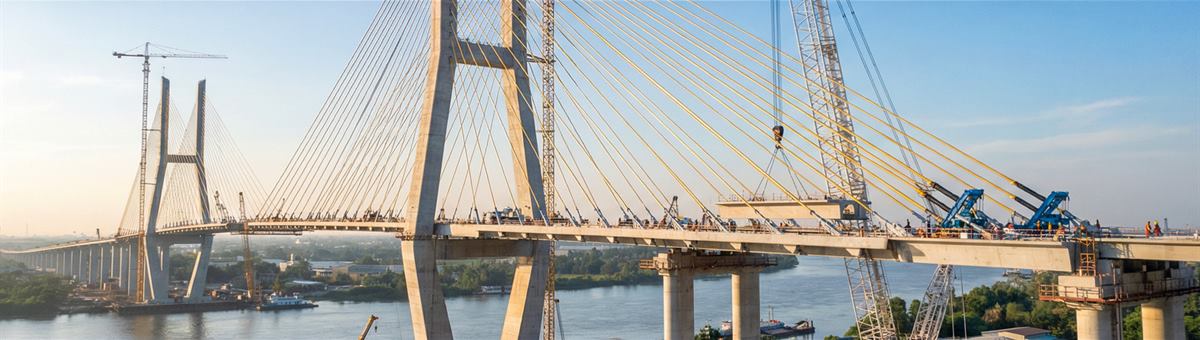 Cable-stayed bridge under construction