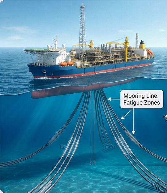 Illustration: FPSO unit held by its mooring lines